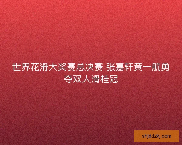 世界花滑大奖赛总决赛 张嘉轩黄一航勇夺双人滑桂冠